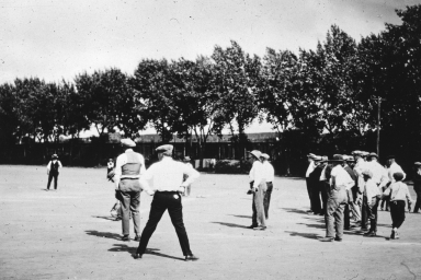 Young men playing baseball