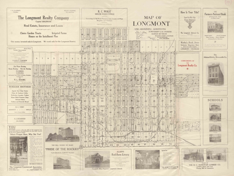 Map of Longmont and adjoining additions : Townships 2 & 3 North, Range 69 West : Boulder County, Colorado