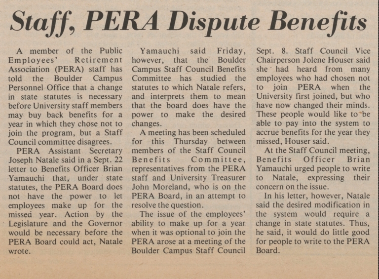 Staff, PERA Dispute Benefits, 10-05-1976