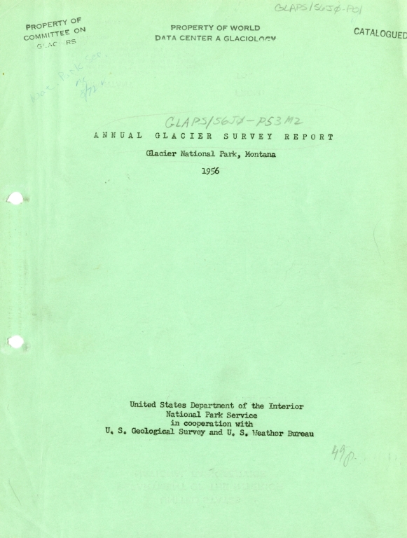 Annual report of glacier measurements for 1956, Glacier National Park