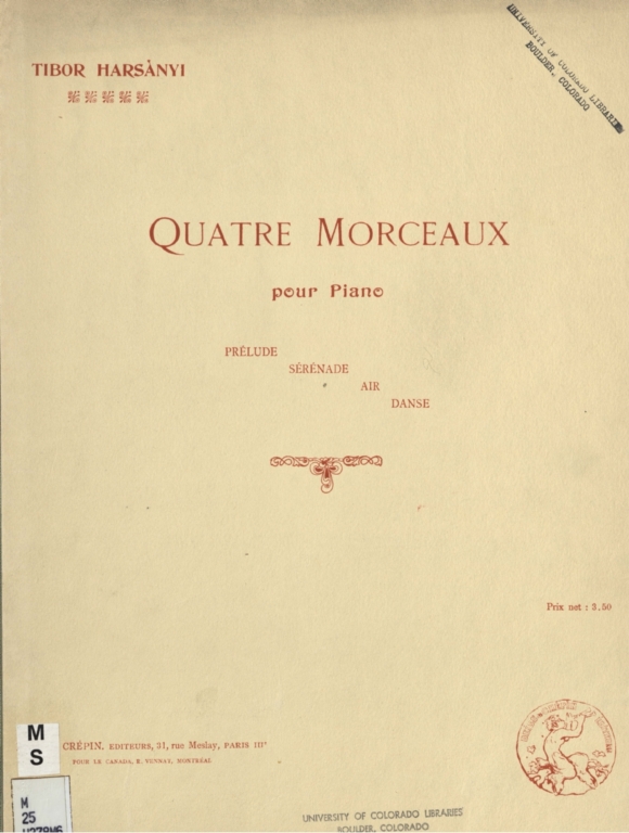 Quatre morceaux pour piano Quatre morceaux pour piano