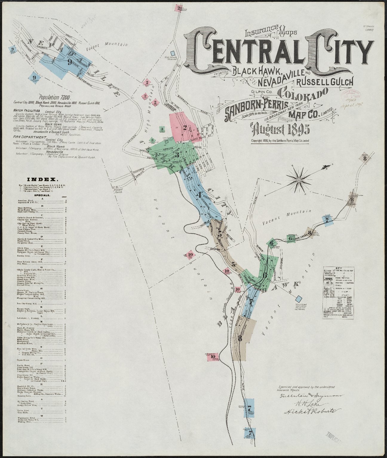 Insurance maps of Central City, including Black Hawk, Nevadaville, and Russell Gulch, Gilpin Co., Colorado