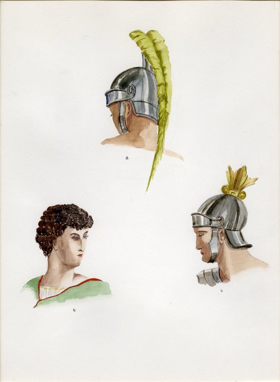 Plate X: Roman helmet, coiffure, helmet
