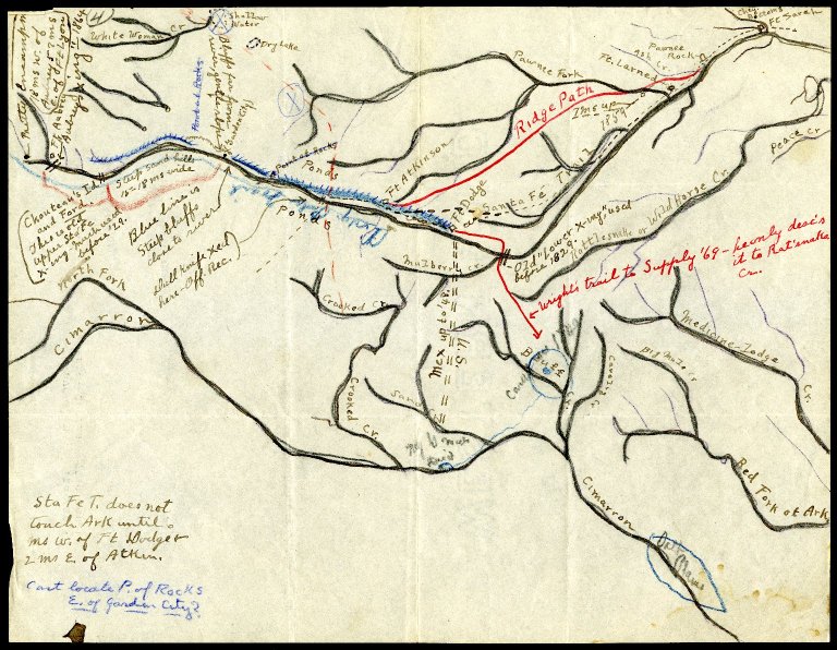 Lodge Pole Trail; Camp of the Cheyenne and Arapahoe at the time of their battle with the Kiowa and Comanche, 1838; Trail of Dull Knife