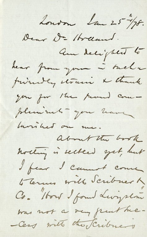 Stanley, Henry M. ALS, 2 pages, January 25, 1878.