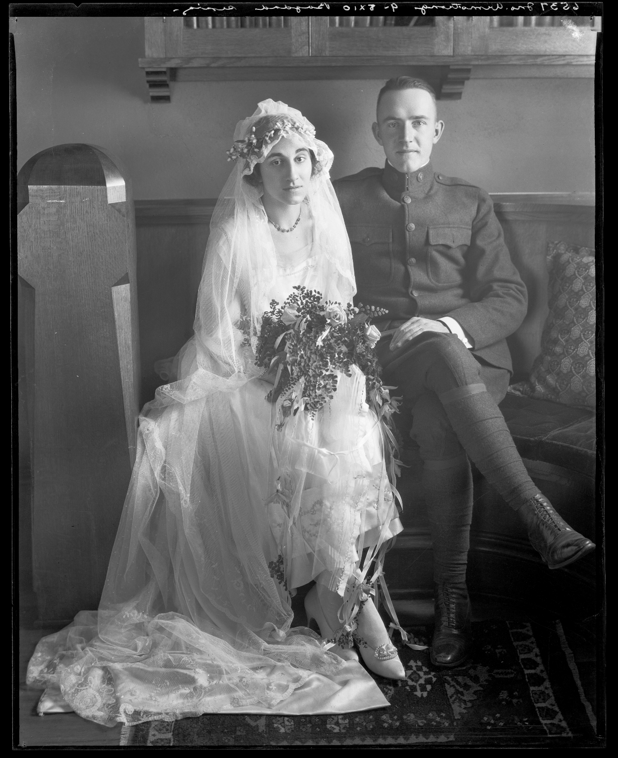 Portraits of unidentified man and woman, probably on their wedding day