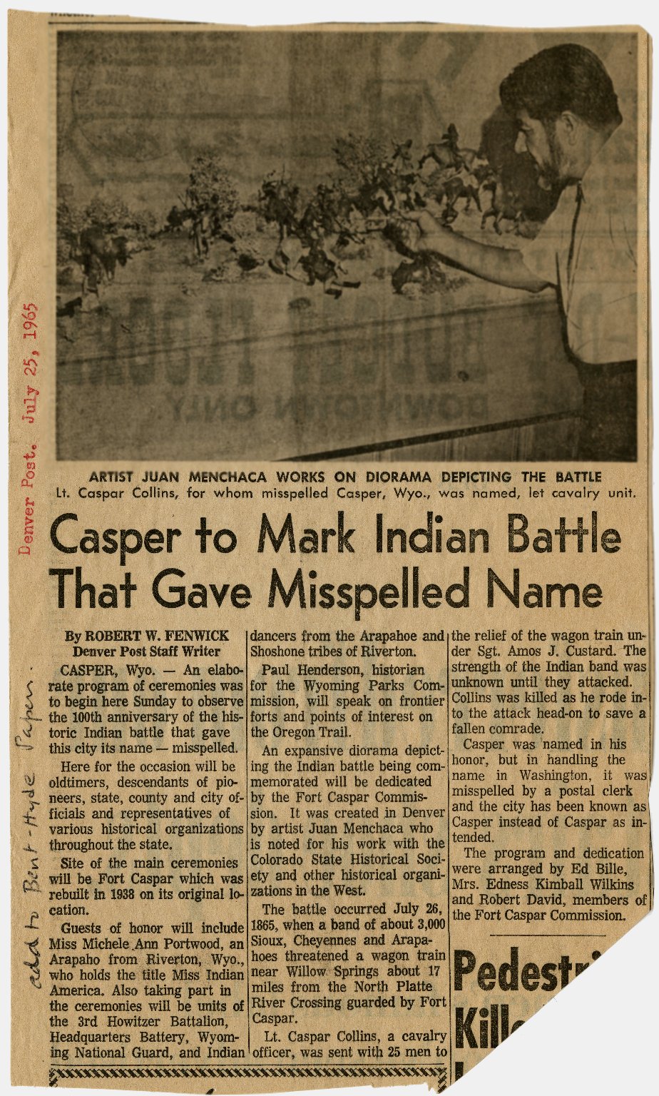 Casper to Mark Indian Battle That Gave Misspelled Name